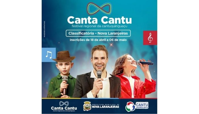 Nova Laranjeiras - Inscrições para o Canta Cantu encerra dia 06 de Maio